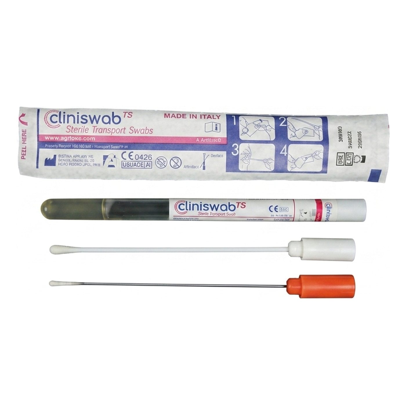 Abstrichsystem mit Gel Medium, CaryBlair, Kunststoffstab, Viskose
