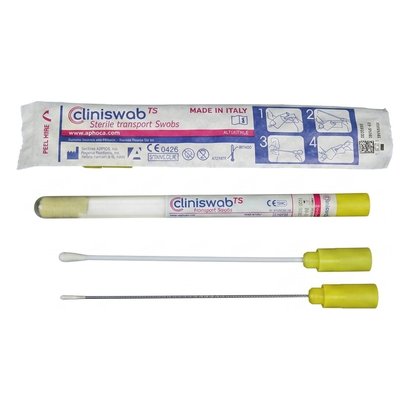 Abstrichsystem mit Gel Medium, Chlamydia, Kunststoffstab, Viskose