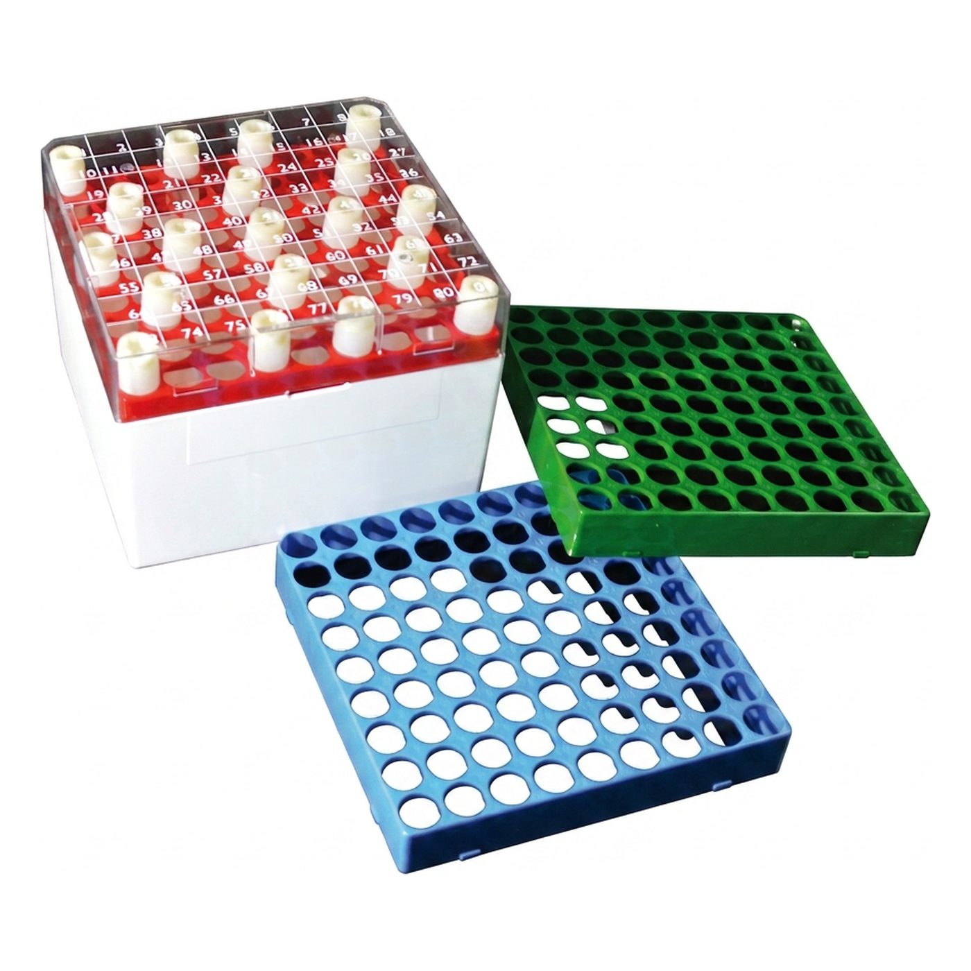 Aufbewahrungsbox blau für 81 Kryoröhrchen 3-5 ml