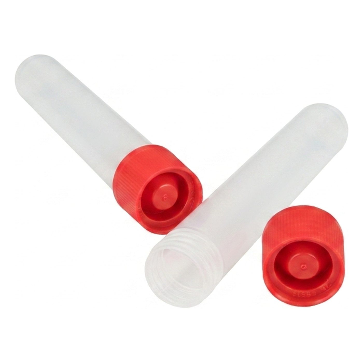 Probengefäß, Vol. 10ml, Rundboden, roter Deckel