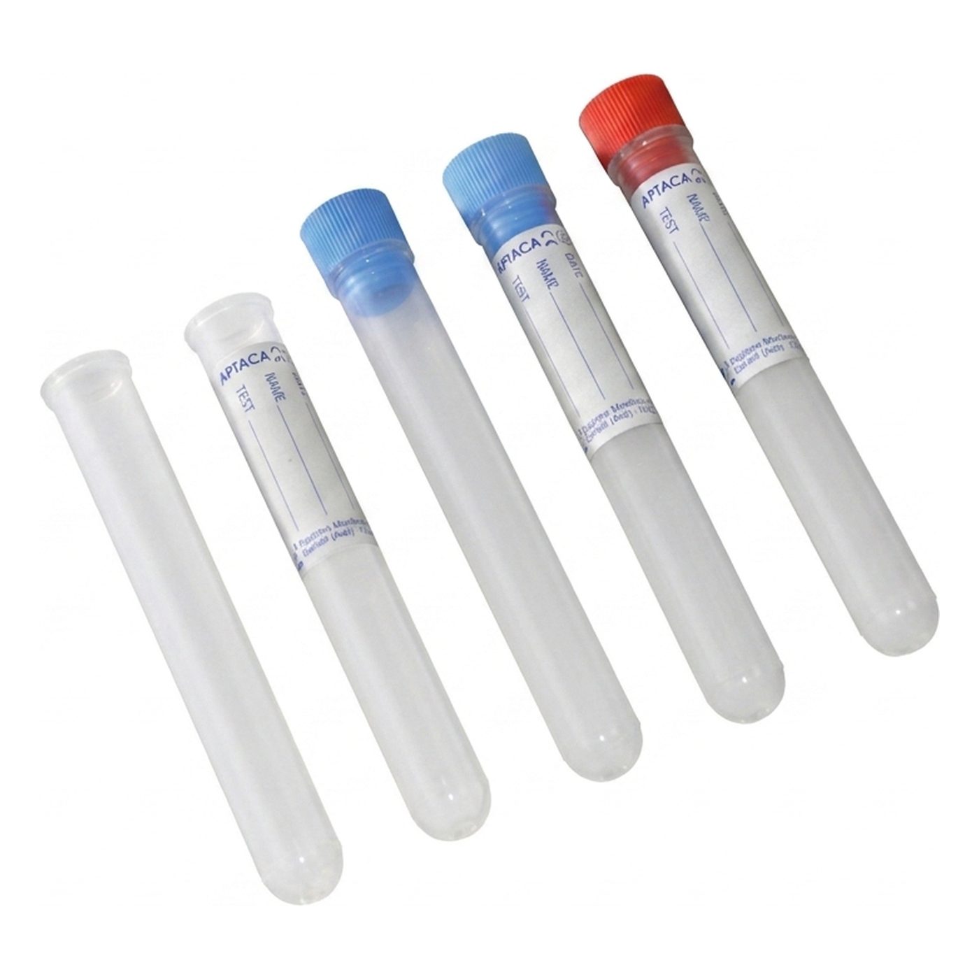 Kunststoffröhre Rundb., m. Rand, PP, 5ml, steril, m. Etikett & Stopfen