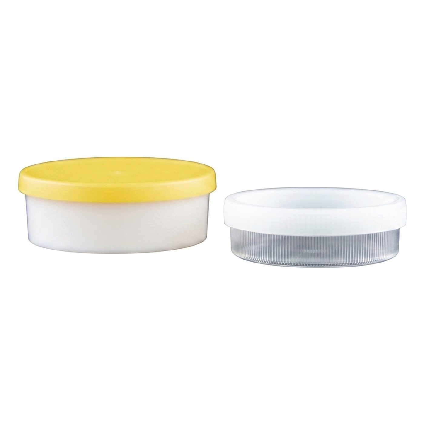 Versandgefäß + Sputumdose(#43841), 24ml flache Form, mit Saugeinlage