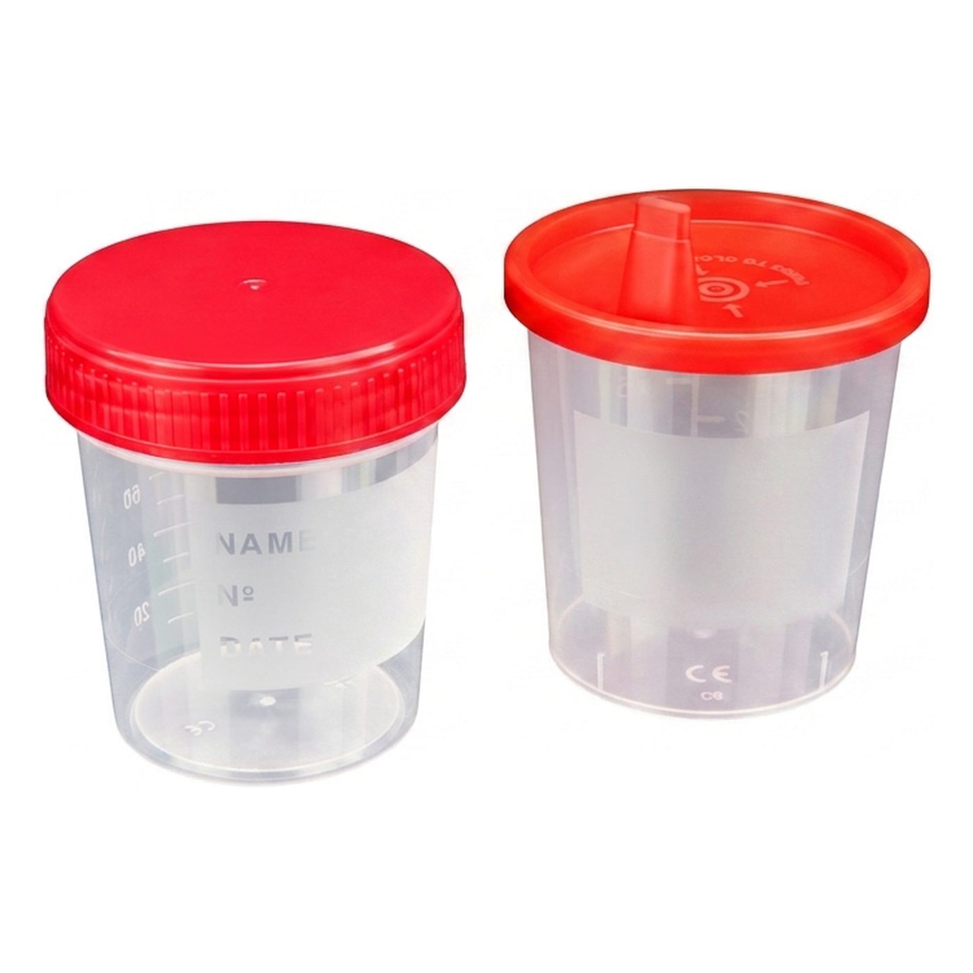 Universalbecher 125ml, graduiert, Schraubverschluss, rot